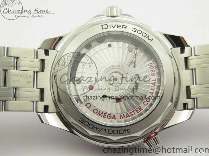 0417 2018 Seamaster Diver 300M OMF Best Edition Black Ceramic Black Dial on SS Bracelet A8800 (Black Balance Wheel) Breathable 7959